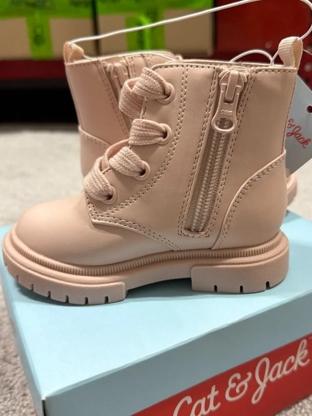 Cat & Jack Toddler Girls' Size 6 Amaya Lace-Up Combat Boots Blush Pink